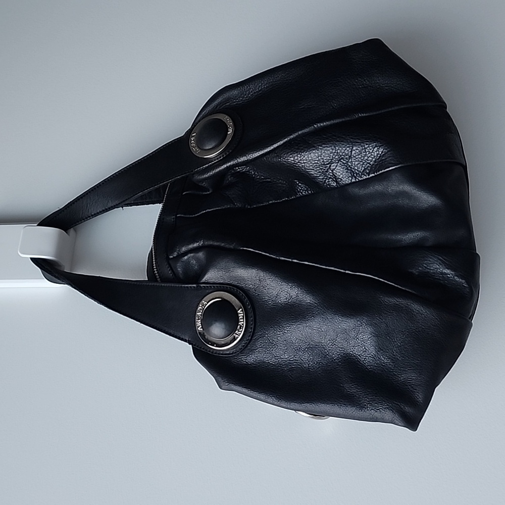 Arcadia Leather Pleated Slouchy Bowling Bag